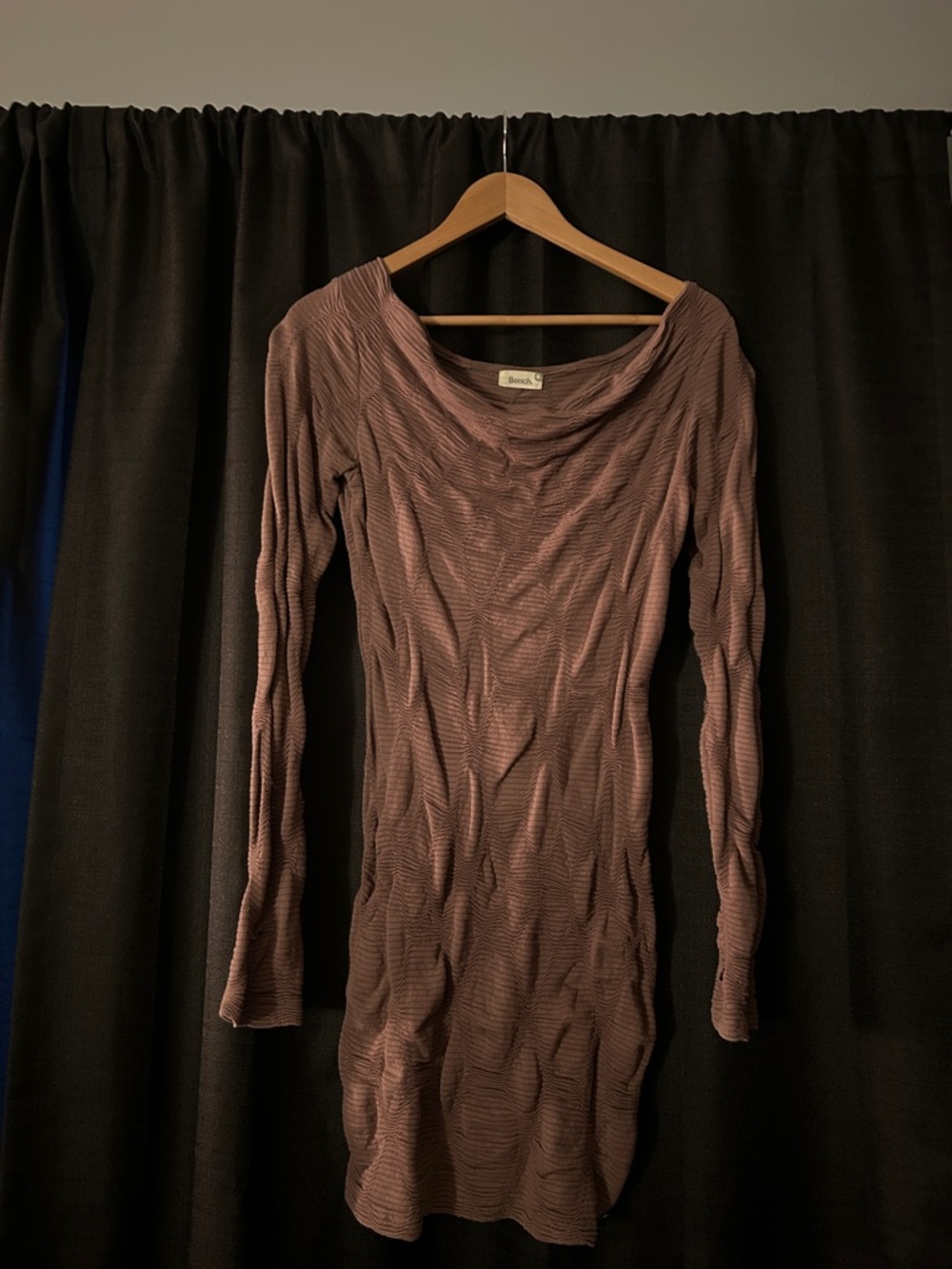 Bench Mauve Ribbed Long-Sleeve Mini Dress